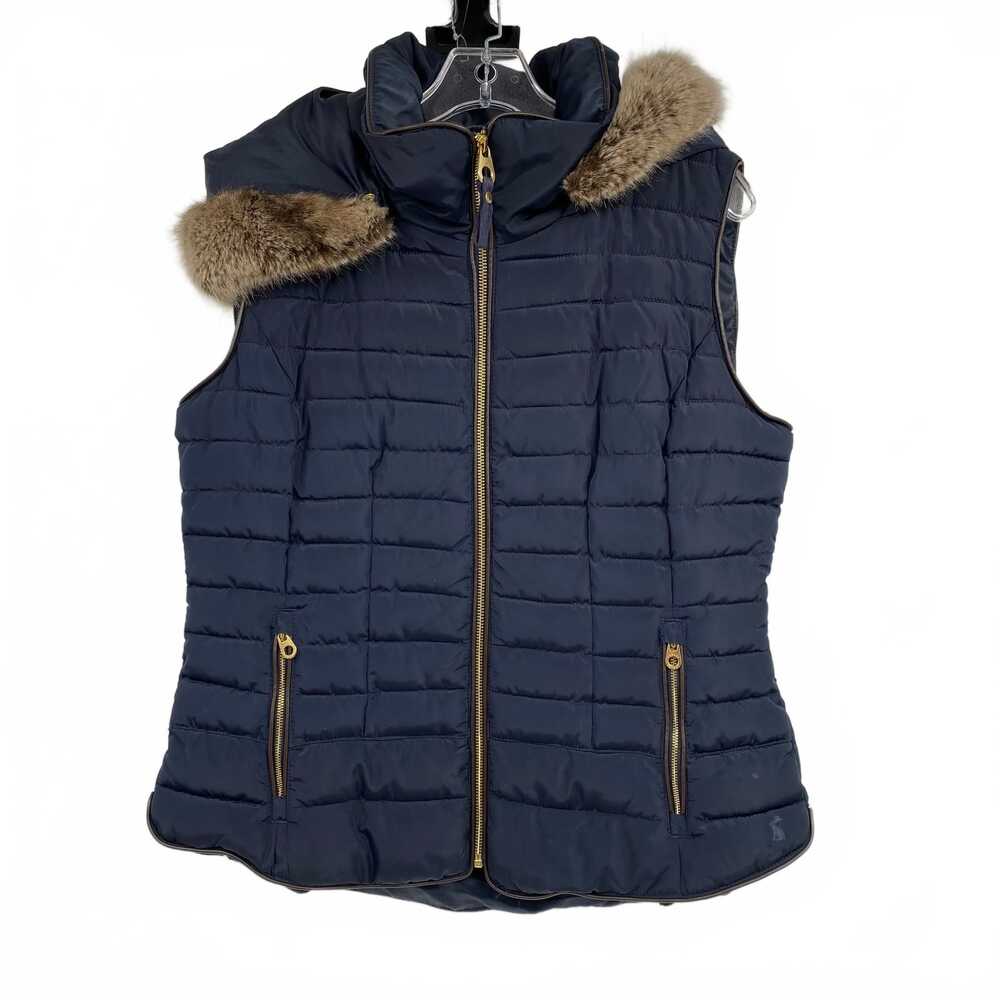 Joules Blue Puffer Vest | Women’s Size 12 Regular Fur Trim
